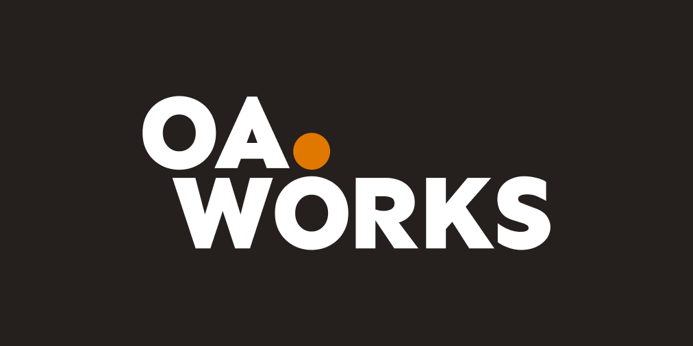 The dot in OA.Works wordmark expands to fill the page and reveal The Michael J.Fox Foundation logo.
